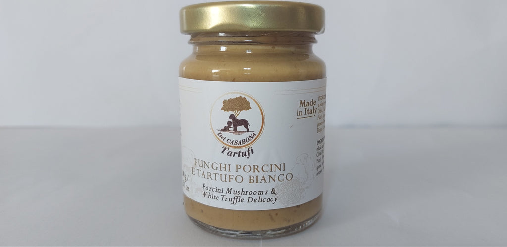 Crema ai Funghi Porcini e Tartufo Bianco Pregiato - Dei Casabona - Pronta all'uso - Ideale per pasta, risotti e bruschette - Made in Italy – Vegan & Gluten Free