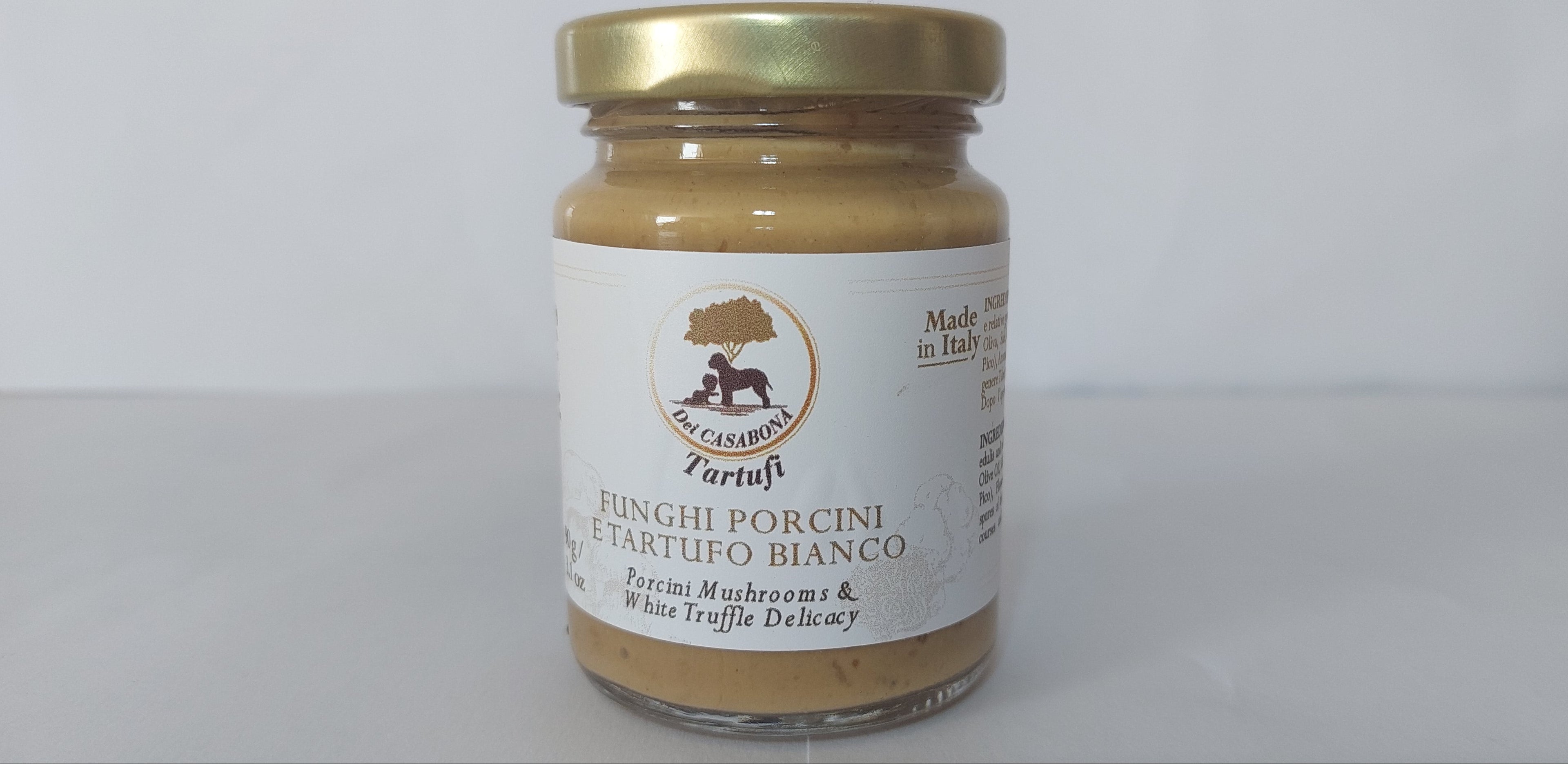 Crema ai Funghi Porcini e Tartufo Bianco Pregiato - Dei Casabona - Pronta all'uso - Ideale per pasta, risotti e bruschette - Made in Italy – Vegan & Gluten Free