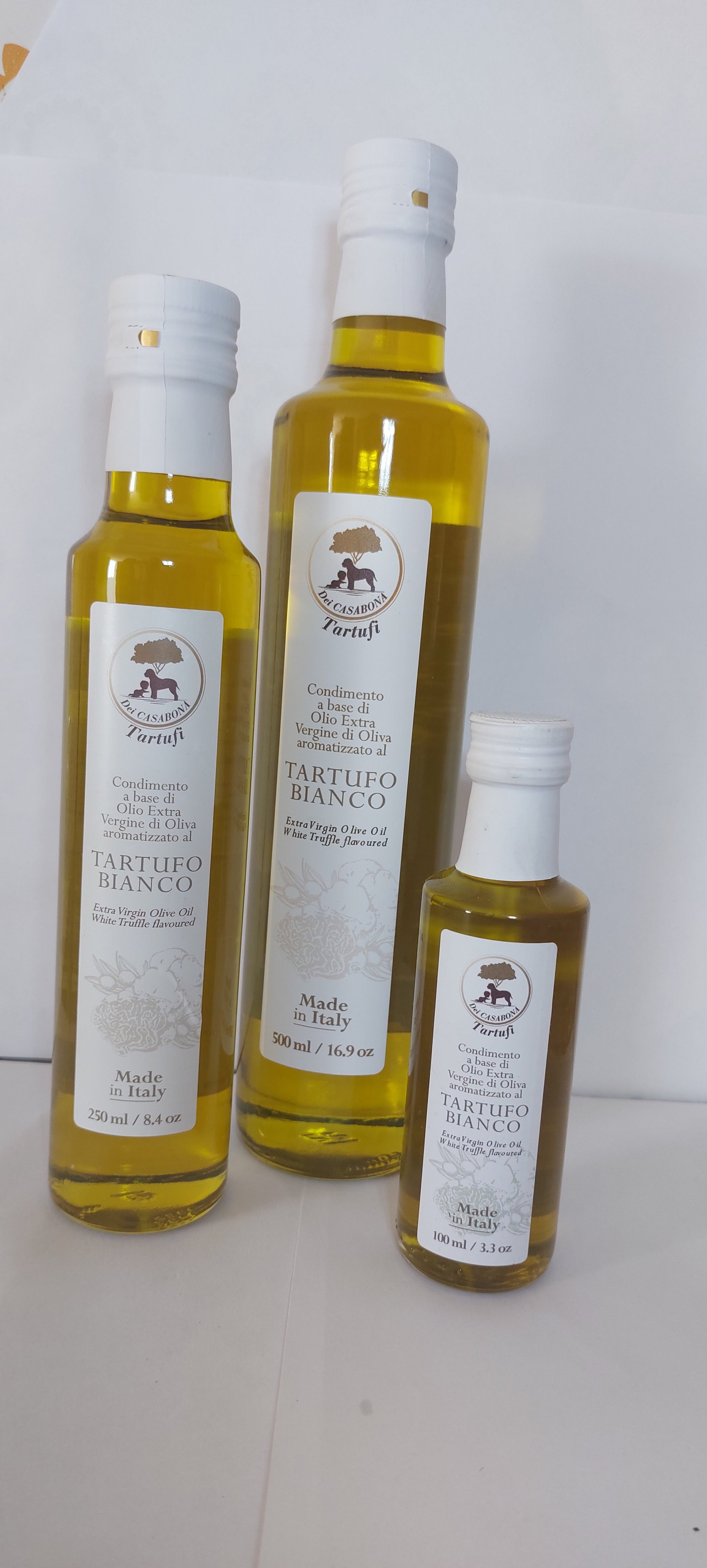 Olio Extra Vergine di Oliva aromatizzato al Tartufo Bianco - Dei Casabona - Pronta all'uso - Ideale per pasta, uova e secondi piatti - Made in Italy - Vegan & Gluten Free