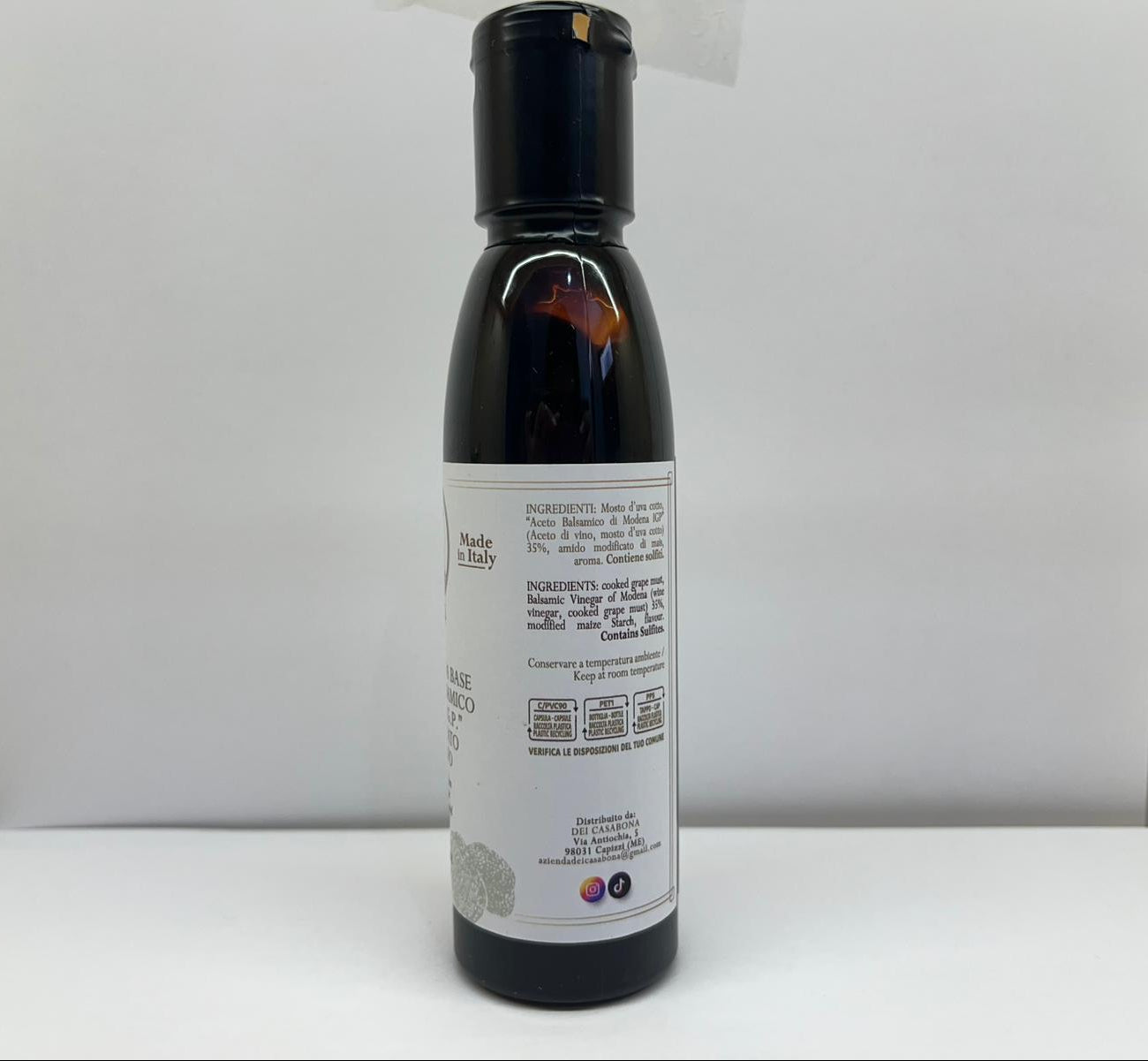 Condimento a base di "Aceto Balsamico di Modena IGP" aromatizzato al Tartufo - Dei Casabona - Ideale per insalate, carni e formaggi - Vegan & Gluten Free